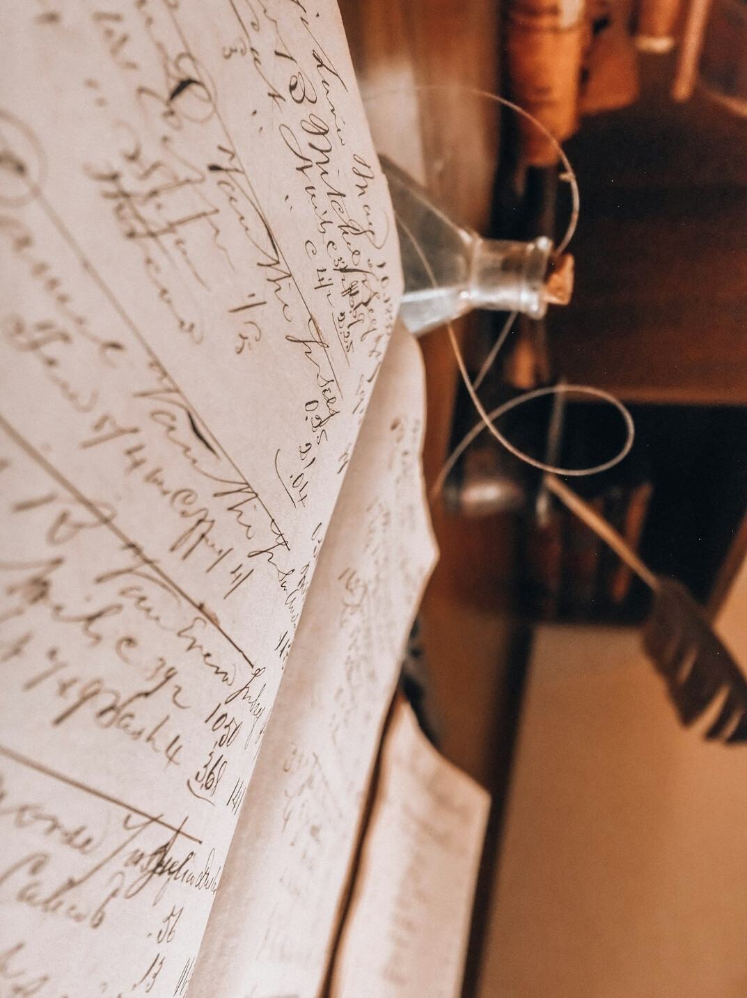 magnifying glass over papers